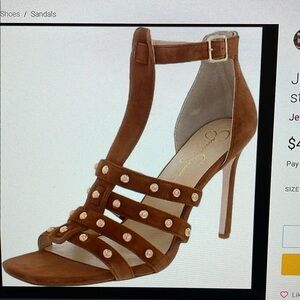 Jessica Simpson Brown Stiletto Heels with Strappy Design